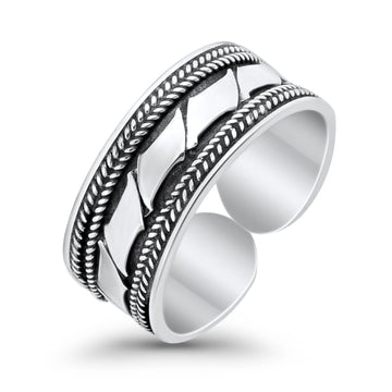 Bali Design Toe Ring For Women Adjustable Band 925 Sterling Silver (6mm)